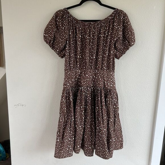 J. Crew Drop-waist cotton poplin mini dress in mocha floral Women’s Size 4 - Picture 3 of 13